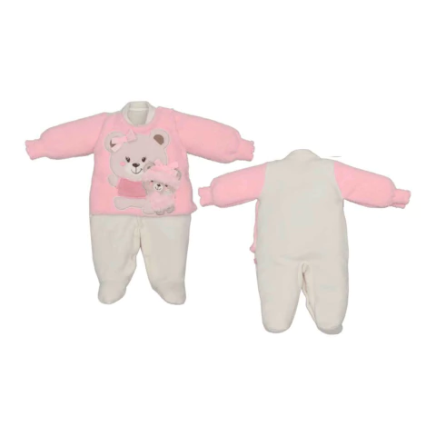Macacão Bebê Menina Plush Inverno Rosa Tina Ursinha - comprar online