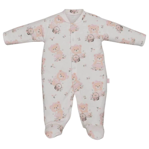 Macacão Pezinho Manga Longa Bebê Menina Marfim Ana Kelly - comprar online