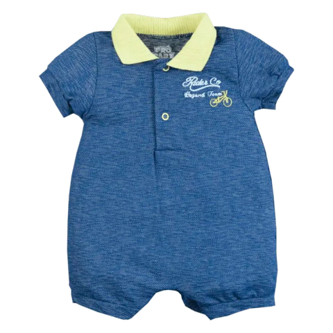 Macaquinho Sem Pézinho Bebê Menino Algodão Liso Upi Uli