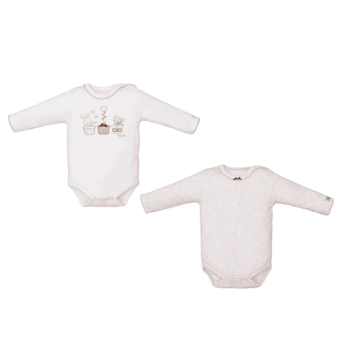 Kit Body Manga Longa Bebê Menina Suedine Estampado Upi Uli