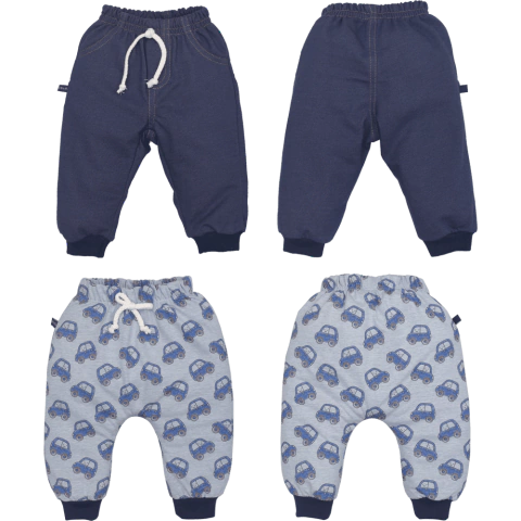 Kit 2 Culote Bebê Menino Azul Liso Estampado Carros Upi Uli