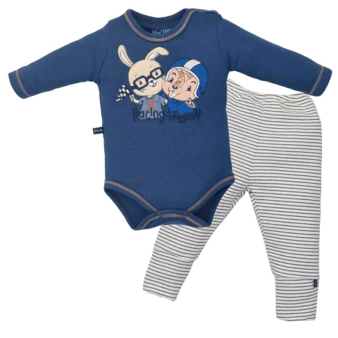 Conjunto Body Culote Bebê Menino Suedine Estampado Upi Uli