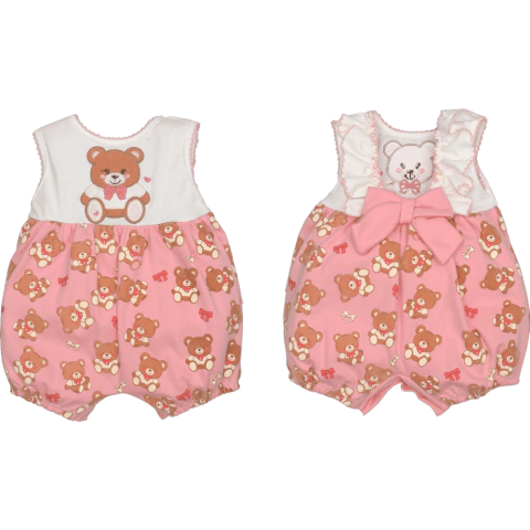 Banho De Sol Rosa Bebê Menina Suedine Estampado Urso Upi Uli