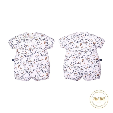 Macaquinho Bebê Menino Marfim Suedine Joaquim Cachorrinho