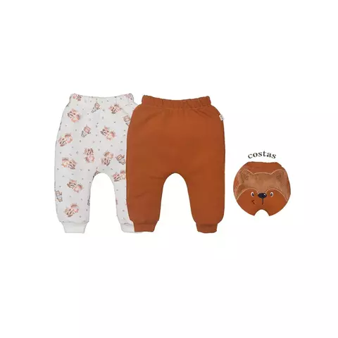 Kit 2 Peças Culote Bebê Menino Moletom Raposinhas Upi Uli
