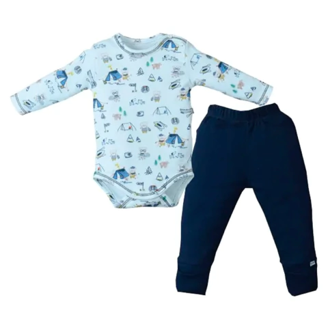 Conjunto Body Culote Bebê Menino Suedine Estampado Upi Uli