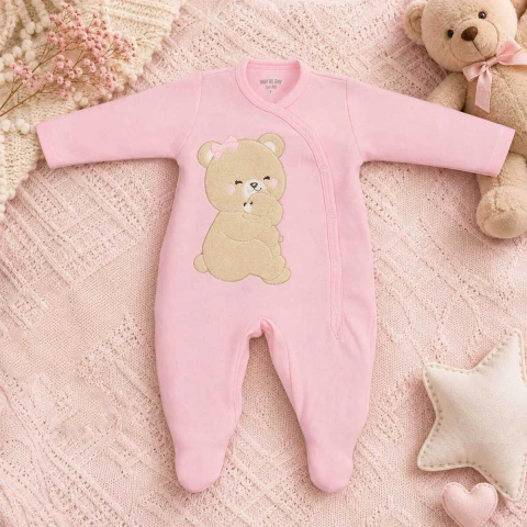 Macacão Ribana Bebê Menina Ursa Mãe Inverno Upi Uli