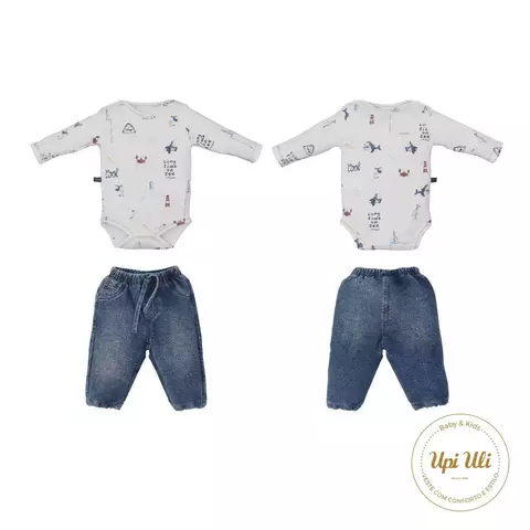 Conjunto De Bebê Body Com Culote Marfim Rafael