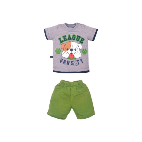 Conjunto Infantil Menino Cinza Verde João Pedro Cachorro