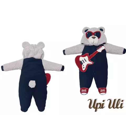 Macacão de bebê Alpaca/Microsoft Urso Guitarra