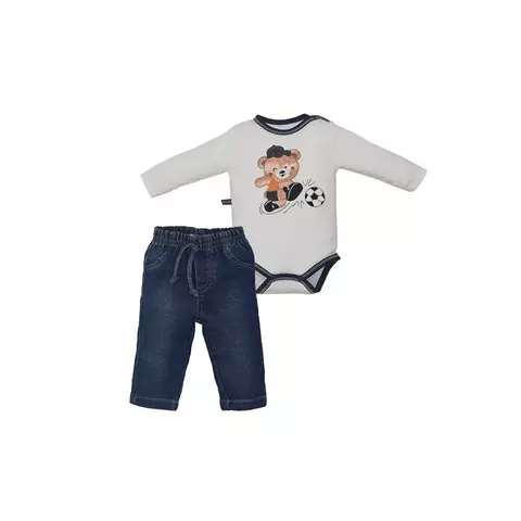 Conjunto Bebê Menino Body e Calça Jogador De Futebol Upi Uli
