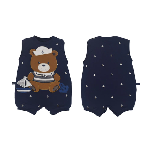 Banho De Sol Macaquinho Bebê Menino Ursinho Piquet Talles