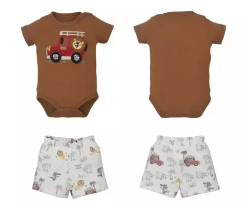 Conjunto De Bebê Body Com Shorts Marrom Lorenzo