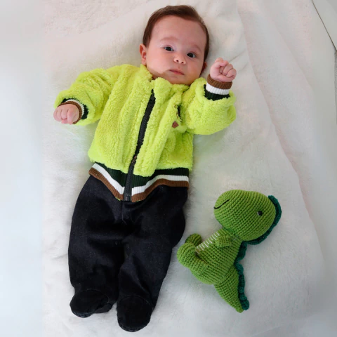 Macacão Bebê Menino Manga Longa Plush Jeans Liso Upi Uli