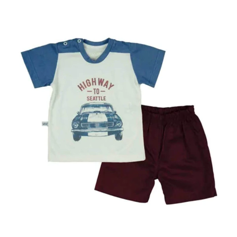 Conj. Infantil Curto T-Shirt Meia Malha Chino Highway