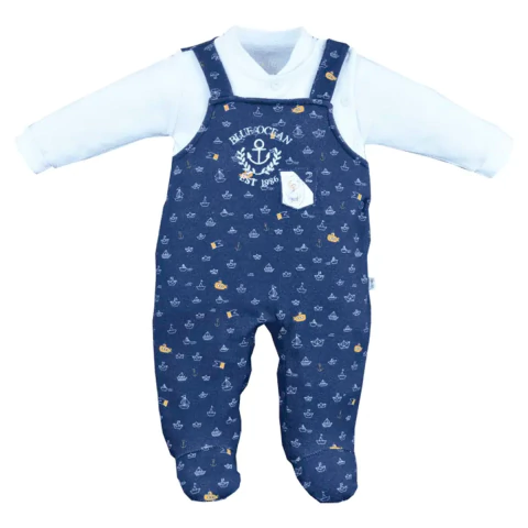 Macacão Bebê Menino Algodão Estampado Barquinho Upi Uli