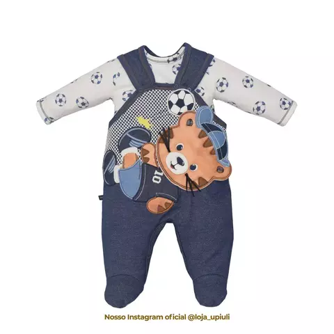 Macacão de Bebê Azul com Body Rogerio
