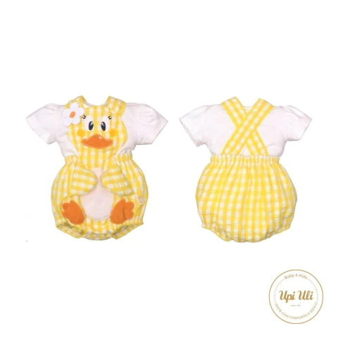 Banho De Sol Com Body Bebê Menina Amarelo Liz Patinho