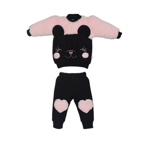 Conjunto Infantil Menina Moletom Bordado Ursinho Upi Uli