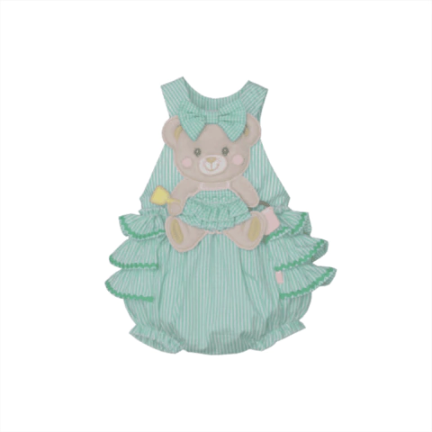 Banho De Sol Bebê Menina Verde Ana LIz Listrado Ursinho