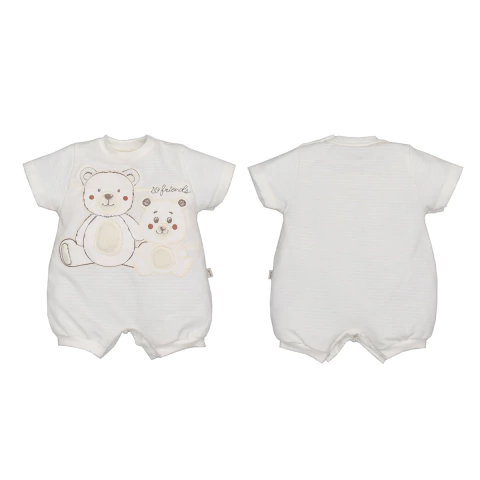 Macaquinho Body Malha Bebê Menino Branco Upgrade Yago Urso