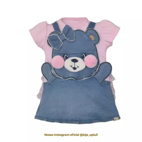 Vestido De Bebê Jeans/Cotton Yasmin