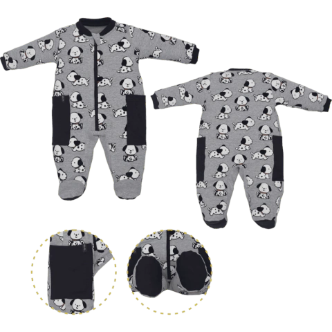 Macacão Bebê Menino Molecotom Cinza Caio Cachorrinho