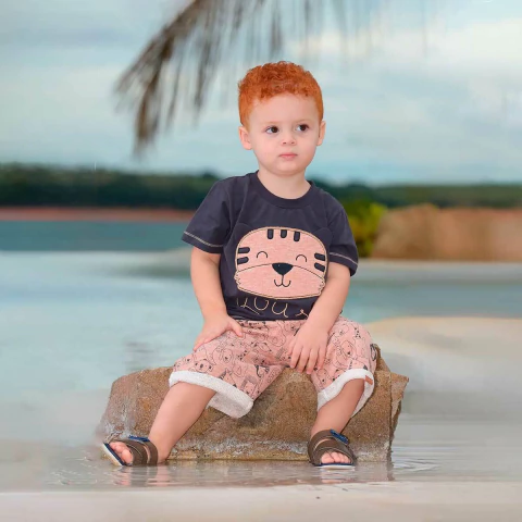 Conjunto Bebê Menino Algodão Bordado Cachorro Upi Uli