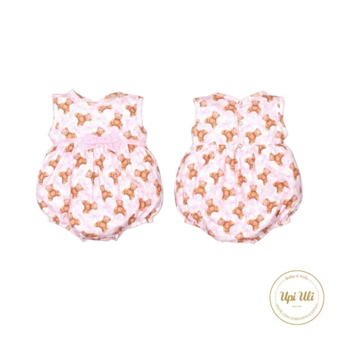 Banho De Sol Bebê Menina Suedine Rosa Ayla Ursinho