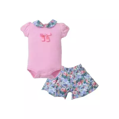 Conjunto de bebê Body Ribana Trancy/Silk Floral