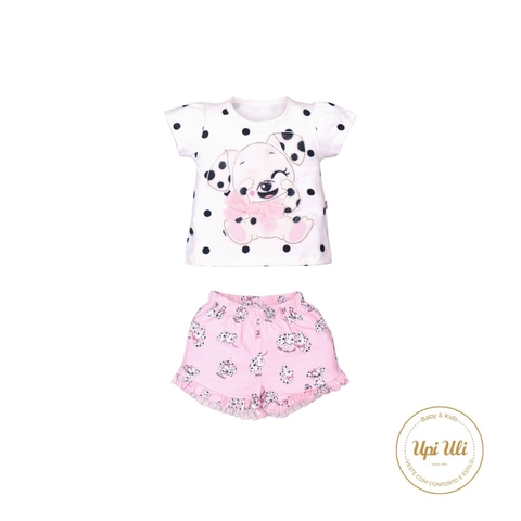 Conjunto Infantil Menina Marfim Suedine Sarah Dálmata