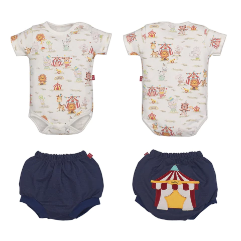 Conjunto Body Tapa Fralda Suedine Branco Bebê Pipoquinha