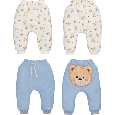 Kit 2 Culote Bebê Menino Branco Estampado Azul Liso Upi Uli
