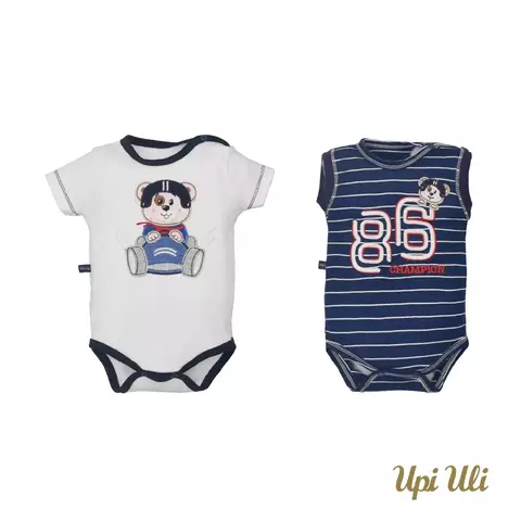 Kit Bebê Body 2 Peças Azul Marinho Lucas