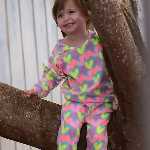 Conjunto Infantil Menina Blusa Calça Colorido Longo Upi Uli
