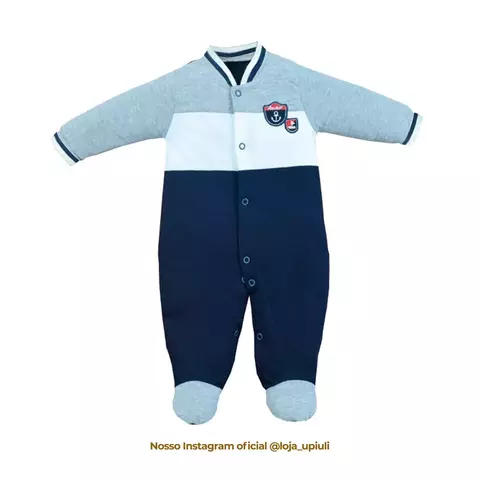 Macacão de Bebê Azul Urso Basket