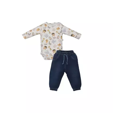 Conjunto Bebê Menino Body e Calça Animais Fofinhos Upi Uli