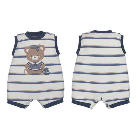 Banho de Sol Bebê Menino Marinheiro Listrado Suedine Upi Uli