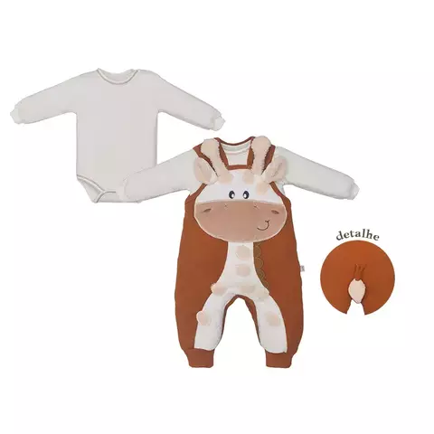 Conjunto Bebê Menino Body e Macacão Estampa Vaquinha Upi Uli