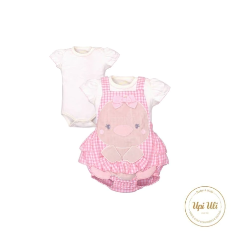 Banho De Sol Com Body Bebê Menina Suedine Estampado Upi Uli