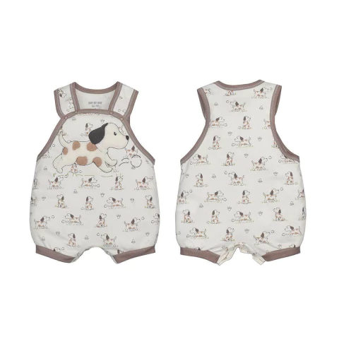 Banho de Sol Bebê Menino Doguinhos Bege Algodão Upi Uli