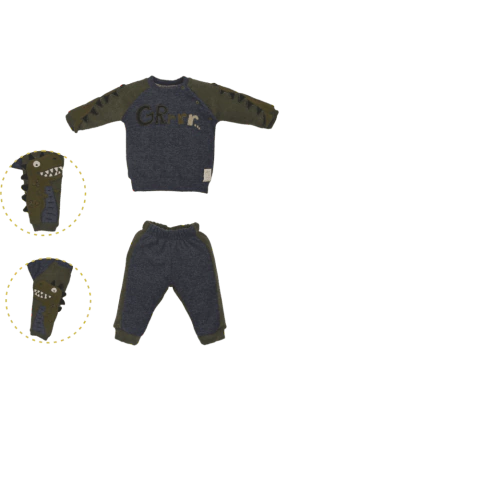 Conjunto Infantil Menino Cinza Luiz Fernando Dinossauro