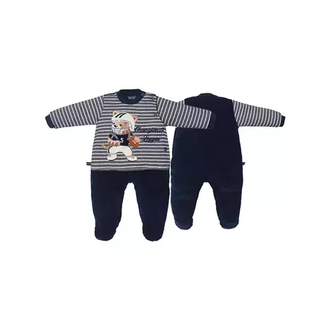 Conjunto Jardineira e Blusa Bebê Manga Longa Ursinho Upi Uli