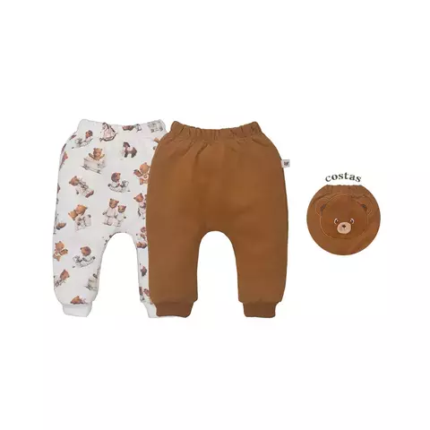 Kit 2 Peças Culote Bebê Menino Mamãe e Filhinho Urso Upi Uli