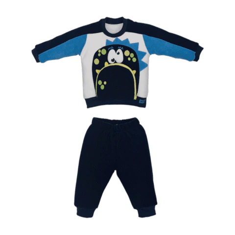 Conjunto Infantil Menino Azul Longo Inverno Isaac Monstrinho