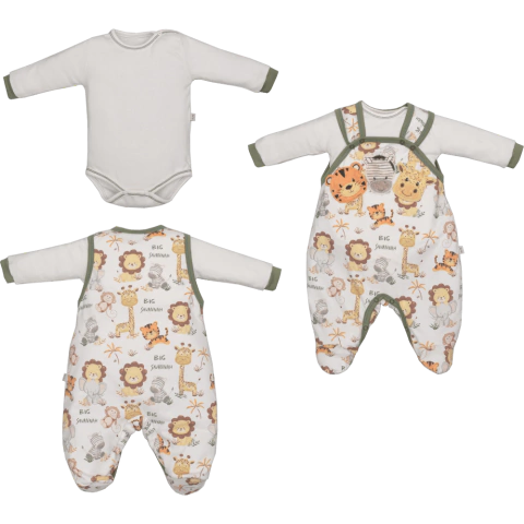 Conjunto Jardineira Com Body Manga Longa Bebê Menino Will