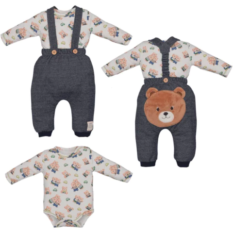 Conjunto Body Com Culote Bebê Menino Jeremiah Ursinho