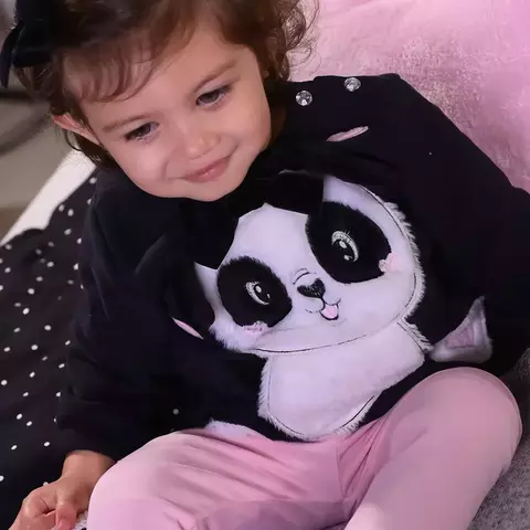Conjunto Infantil Menina Pandinha Longo Fofinho Upi Uli