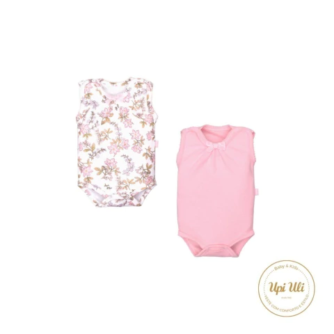 Kit Body Bebê Menina Suedine Estampado Floral Upi Uli