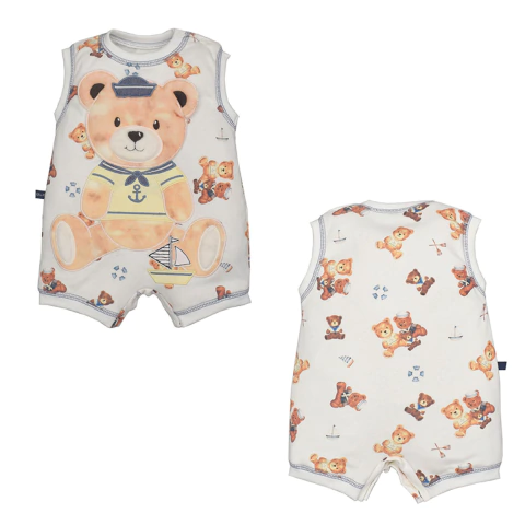 Banho De Sol Bebê Menino Suedine Estampado Ursinhos Upi Uli